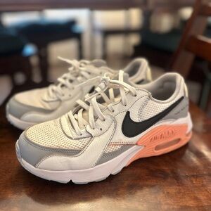 Nike White Black Grey Wolf Grey Air Max Excee Lace Up Tennis Shoes Size 8